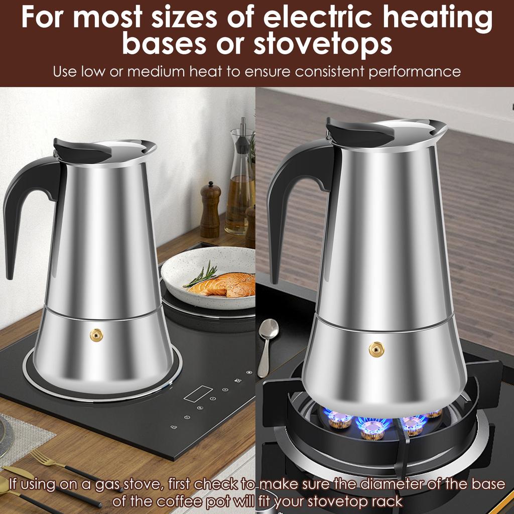 Stovetop Espresso Maker Versatile Stainless Steel Moka Pot Coffee Makers Time Saving Classic Induction Cookers for Home Using