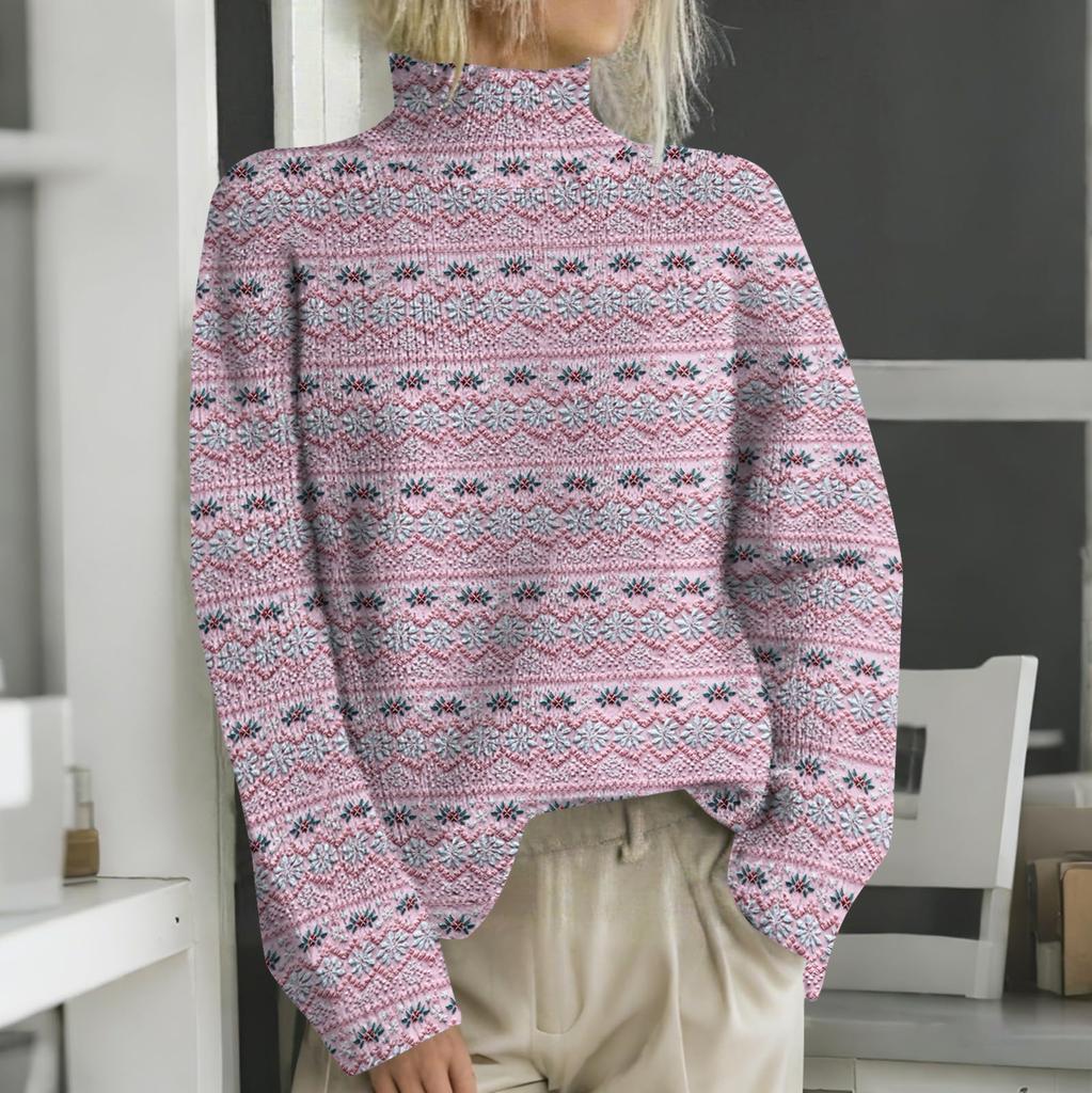 Рождественские толстовки для женщин Вязаный свитер Милая рубашка Осенняя водолазка Пуловер Топы