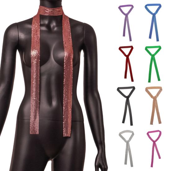 Металлический шарф с блестящими пайетками, тонкий длинный шарф, для вечеринки в ночном клубе, сверкающий, женский, аксессуар для шеи