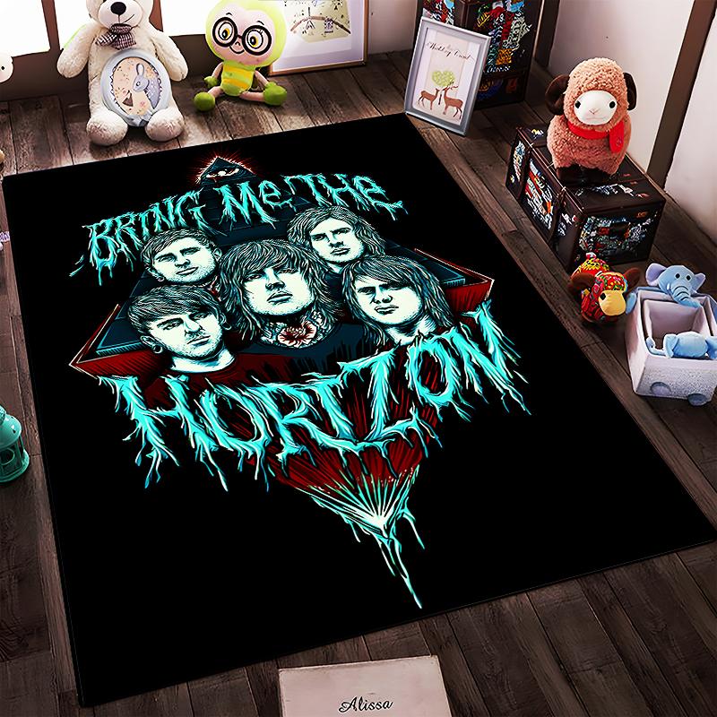British rock band Bring Me the Horizon pattern printed flannel non-slip rug, suitable for rooms, living rooms, home decor, and gifts