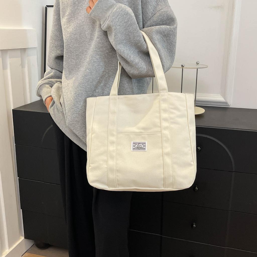 Модная холщовая сумка-тоут большой вместимости 2025 новая сумка через плечо для занятий для студента колледжа ручная сумка для поездок на работу сумочка