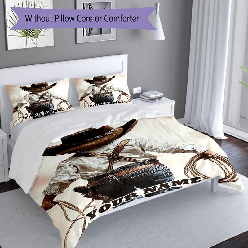 3PC Custom Name Cowboy Dreams Bedding Set Duvet Cover Closure Includes 1 Duvet Cover & 2 Pillowcases for Bedroom