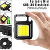 Portable COB LED Mini Flashlight Super Bright EDC Keychain Light Outdoor Emergency Camping Pocket Lamp WithTail Magnet Corkscrew