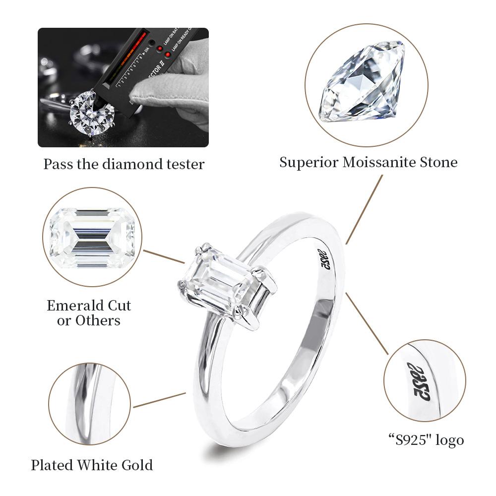 Factory Outlet High Quality 925 Sterling Silver Engagement Wedding 0.5 1 2ct Round Adjustable Diamond Moissanite Ring Set Women