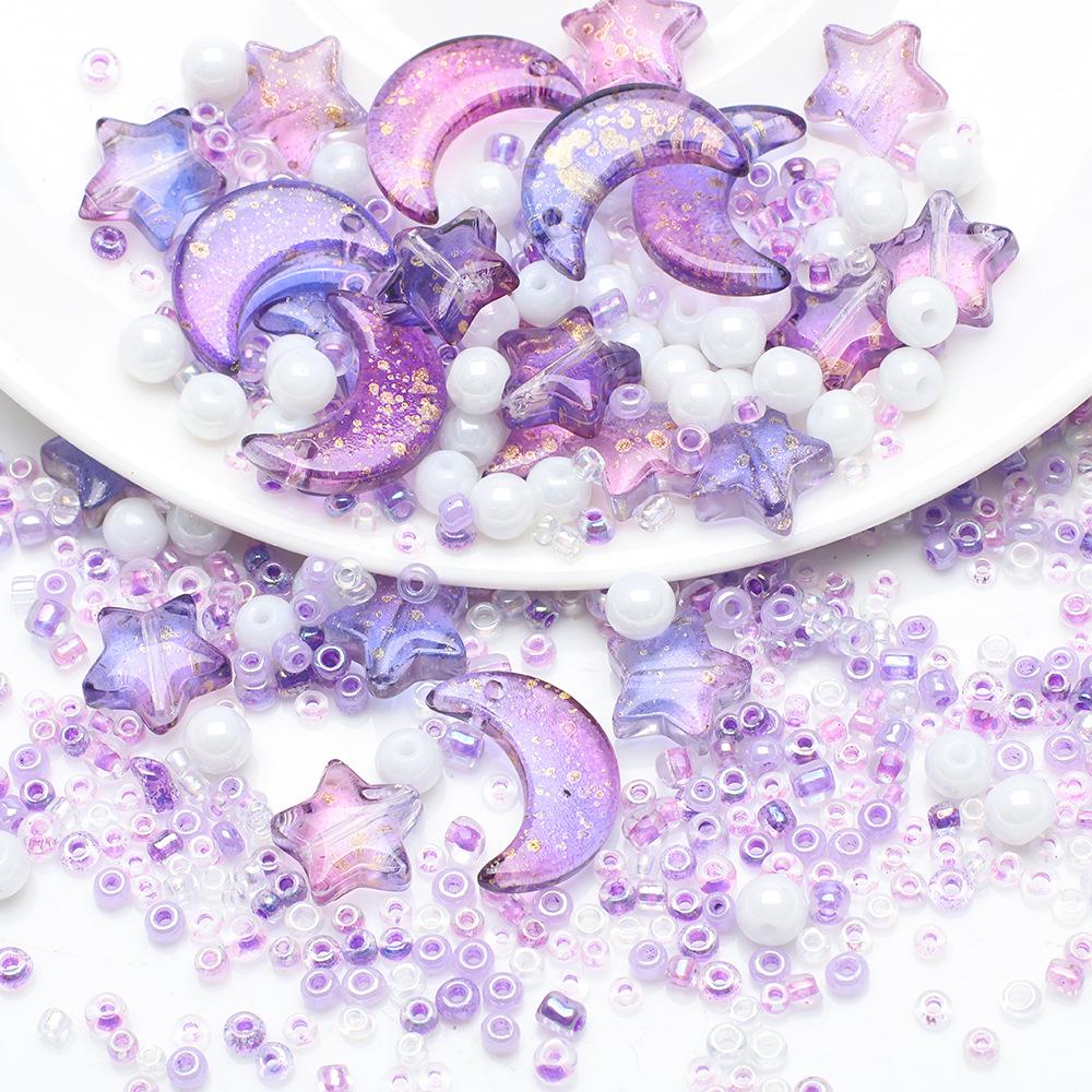 Набор для изготовления украшений своими руками из бусин-звездочек и лун, а также бисера для серег, браслетов и ожерелий