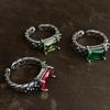 Винтажные изумрудные разноцветные квадратные кольца с цирконием для женщин, регулируемое кольцо с геометрическим рисунком, модные украшения для вечеринок