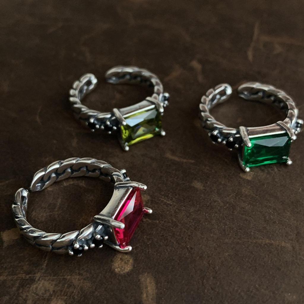 Винтажные изумрудные разноцветные квадратные кольца с цирконием для женщин, регулируемое кольцо с геометрическим рисунком, модные украшения для вечеринок