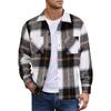 Men's Button Down Double Pocket Warm Plaid Colorblock Casual Comfortable Shirt Jacket