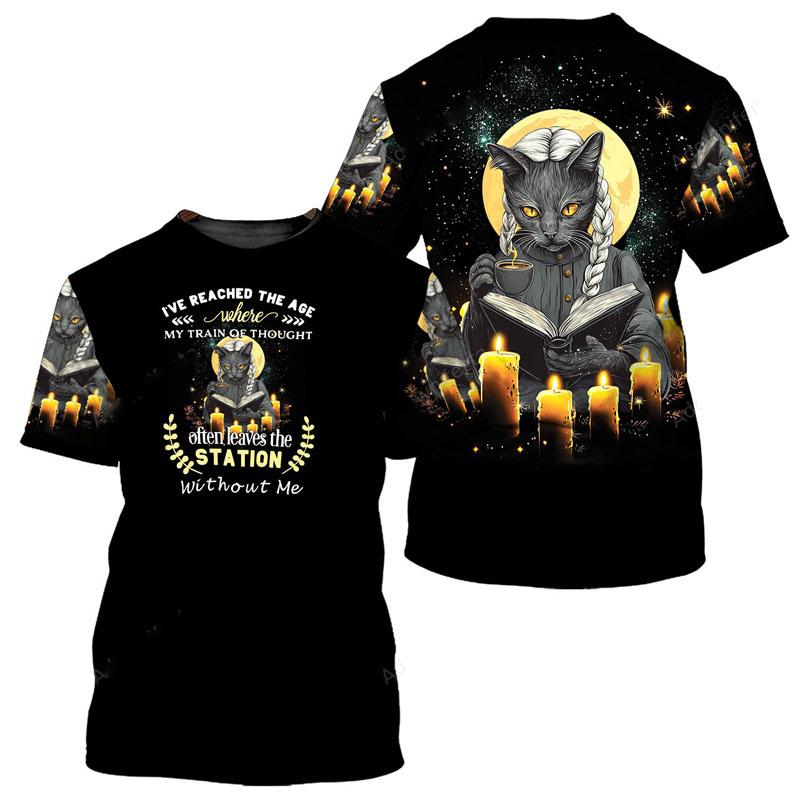 Футболка с милым домашним котом и 3D-принтом, унисекс, повседневная, смешная, повседневная, с коротким рукавом, красочный ретро-узор, модная футболка