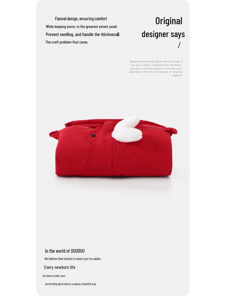 DUUDUU 2025 New Red Thickened Infant Girls' Winter Cotton Jacket Outerwear