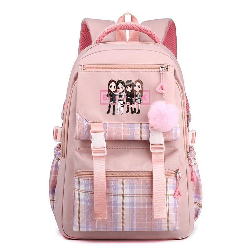 Korean Style Printed Nylon Backpack for Students Large Capacity School Bag Fashionable Commute Shoulder Bag with 15 Inch Laptop Compartment KTB