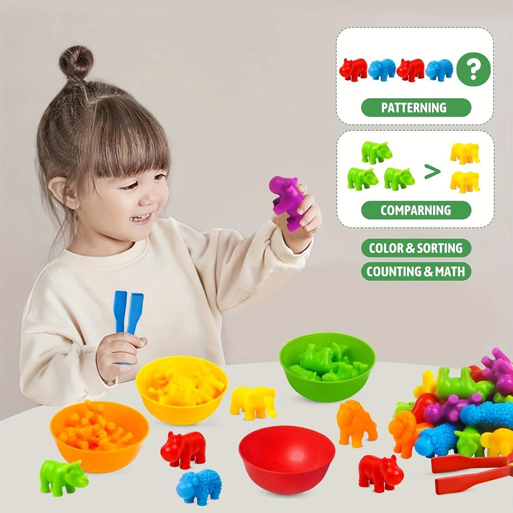 Children's Early Childhood Education Preschool Multi-category Educational Soft Gel Simulation Animal Counting And Classification Clip Toys