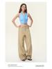 Women's Autumn Retro Khaki Wide-Leg Floor-Length Jeans