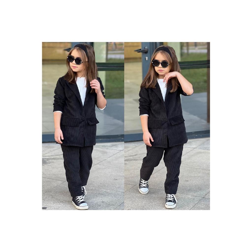 Girls' Velvet Cool Elegant 3 Piece Jacket Set 9068 Mink