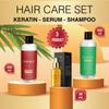 Бразильский кератин для укладки феном 500 мл + аргановая сыворотка для волос 30 мл + чесночный шампунь 500 мл