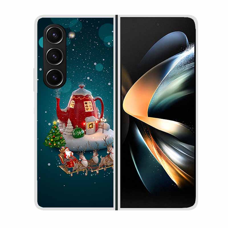 Christmas Cover For Samsung Galaxy Z Fold 5 5G Cases ZFold3 4 2 Clear Plastic Hard Back Cases For Samsung Z Fold 3 Phone Covers