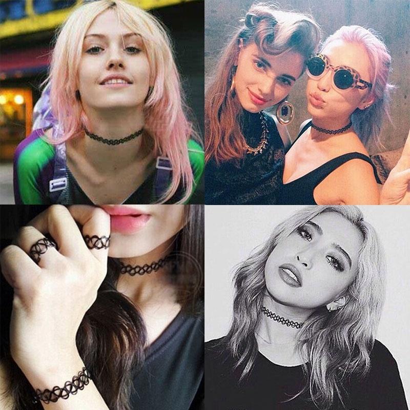 12 цветов 12 шт./уп. Тату радужные чокеры Ожерелье Винтажный эластичный кварцевый эластичный Хна Готика Панк Эластичные женские украшения