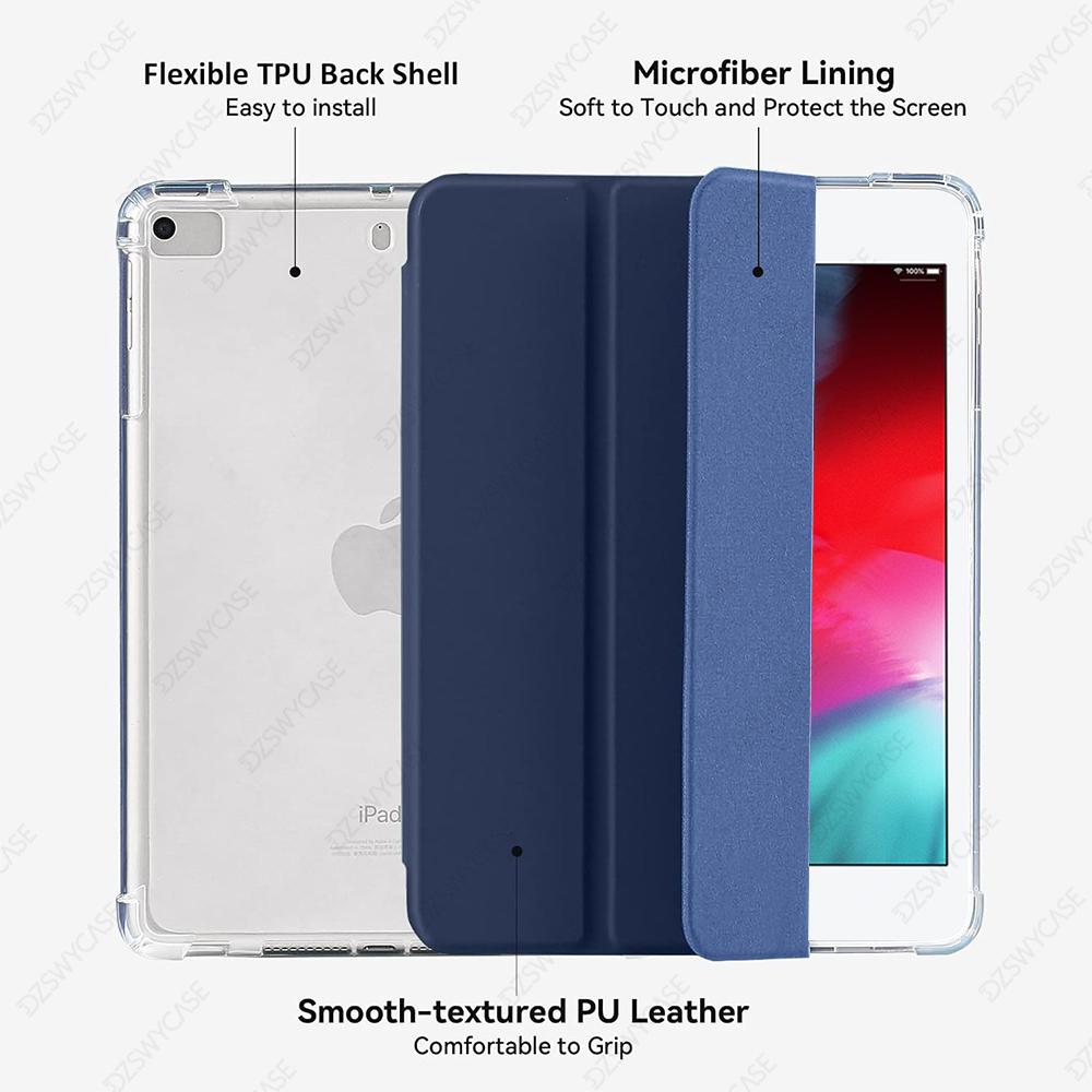 Case for iPad Mini 5/4th Gen 7.9 Inch with Stylus Holder, Slim Lightweight Protective with Soft Translucent Frosted TPU Cover