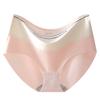 Nude-sensation Contrast Color Ice Silk Seamless Panties, Mid-waist Large Size, Triangle Women’s Panties