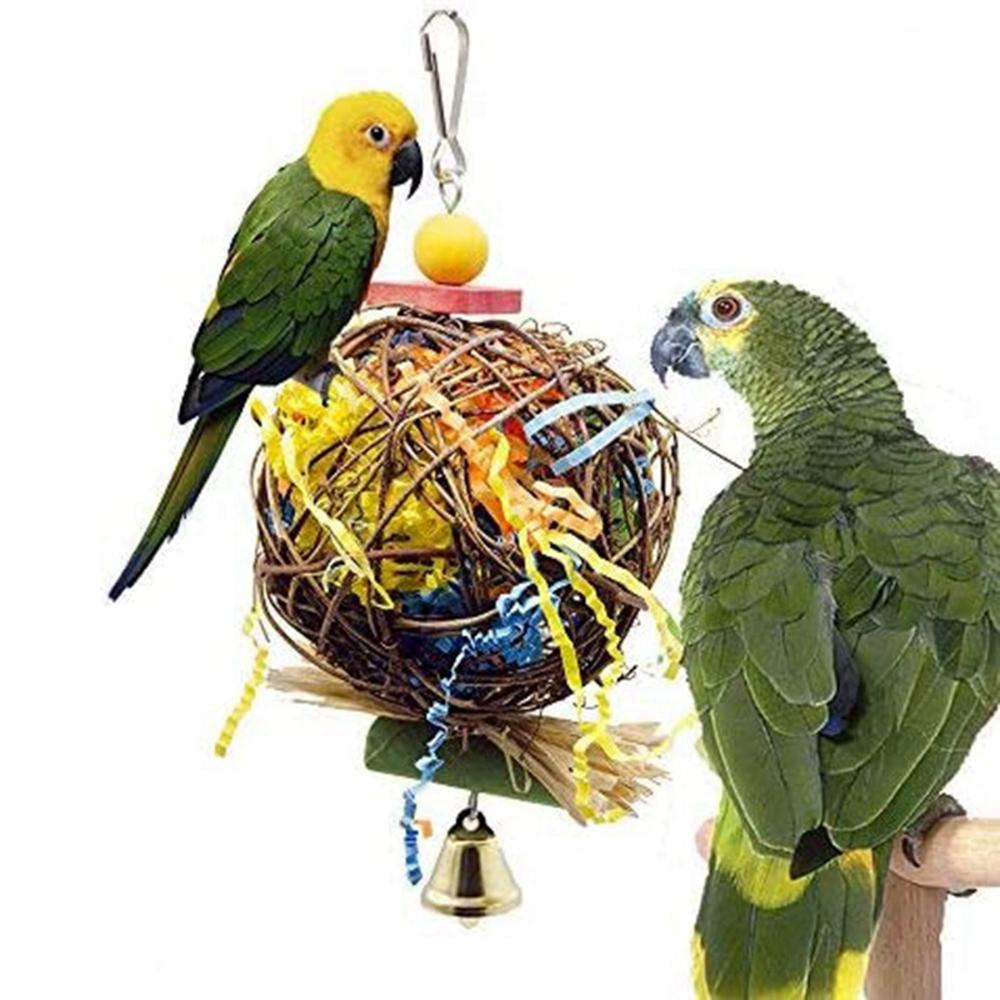 2PCS Cockatiel Conure Hanging Foraging Bird Chewing Toys Parrot Cage Shredder Toy