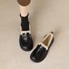New Spot, Autumn and Winter Velvet Loafers Women's Retro British Style Small Leather Shoes, Snow Boots, Warm Cotton Shoes