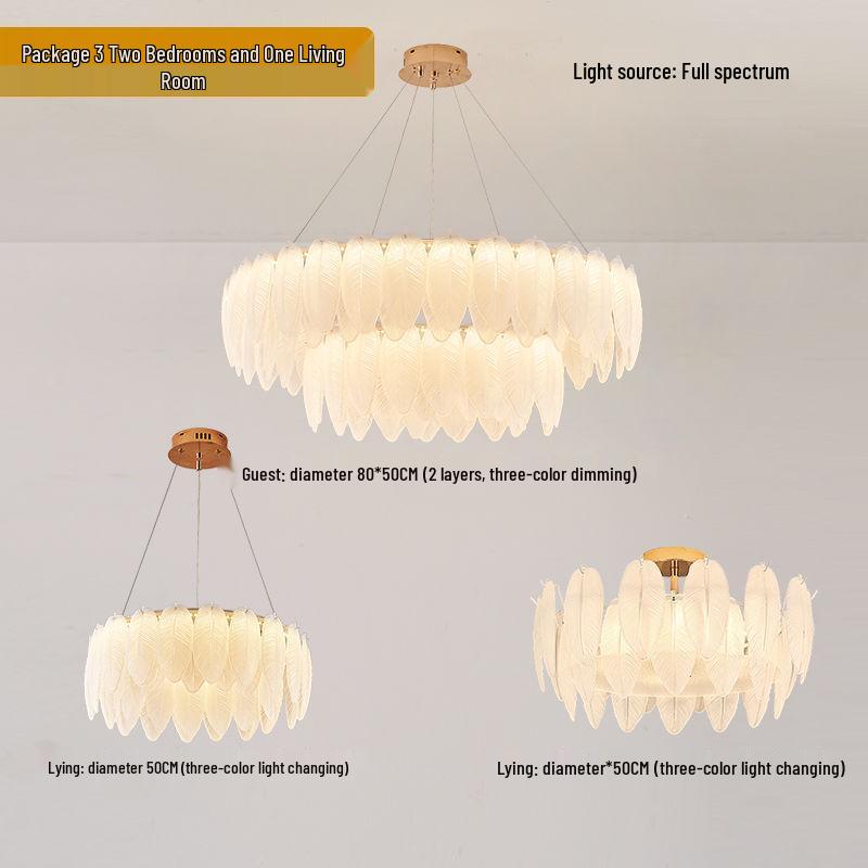 Modern French Cream Feather Pearl Chandelier - Stylish Post-Modern Living Room and Bedroom Lighting