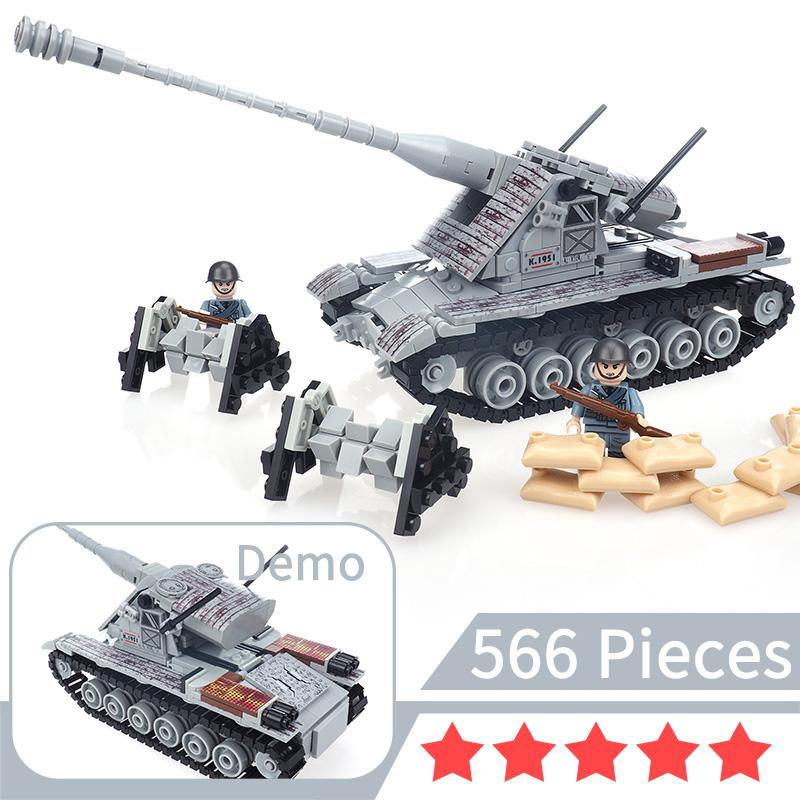 Военный Эмир Кранвагн Тяжелый Танк Строительный Блок Сборка Moc Фигурки WW2 Король Гор Модель Оружия Детский Подарок Игрушки для Мальчиков