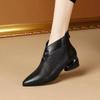 Новые женские ботильоны на толстом каблуке с острым носком на осень/зиму - Лоскутные ботильоны на молнии сзади, Модная обувь для мам