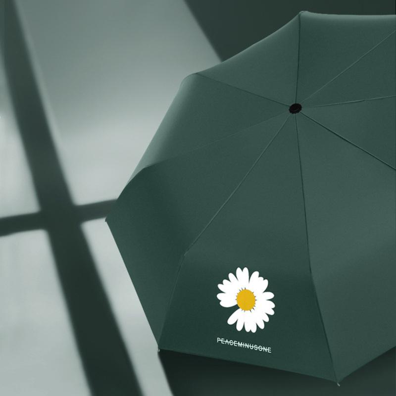 Автоматический складной зонт для женщин, черная краска, ромашка, ультрафиолетовый зонт