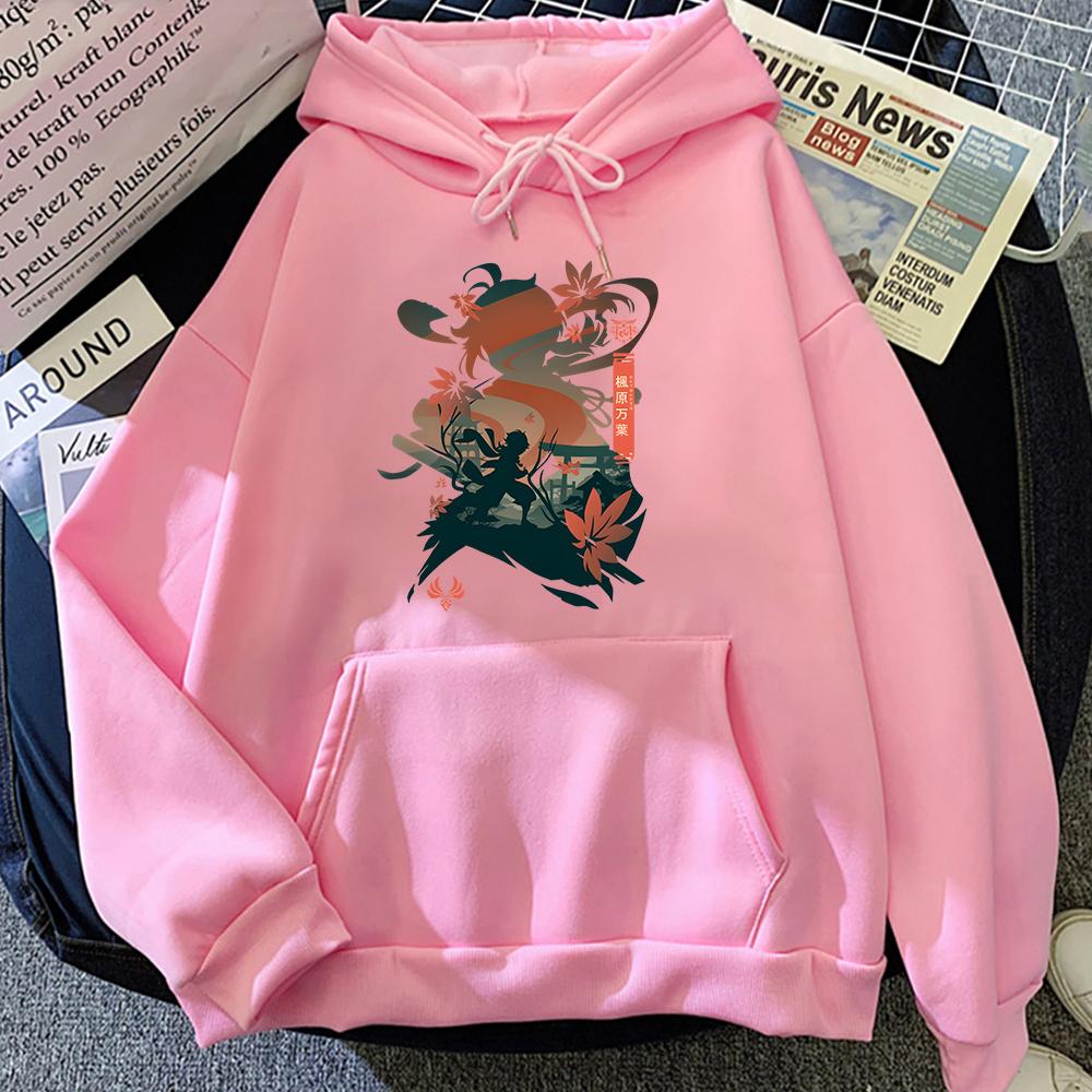 Толстовка Kazuha с капюшоном Genshin Impact с принтом Game Cartoon Hoody Kaedehara Kazuha Hoodies Women Long Sleeve Tops Girls Clothes