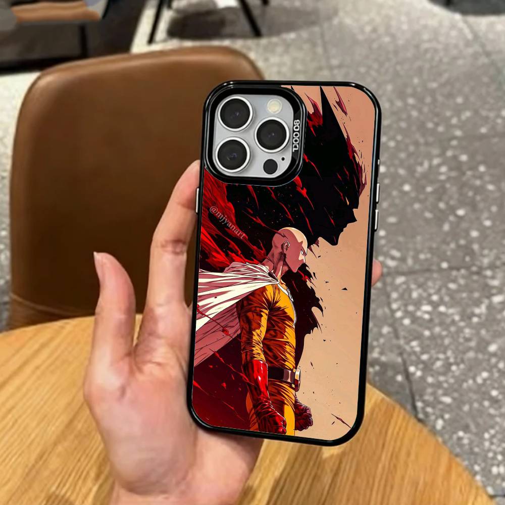 Смешной Чехол для Телефона One Punch M-Man Для iPhone17,16,15,14,13,12,11 Plus,Pro Max Цветной Посеребренный Внутренний Чехол