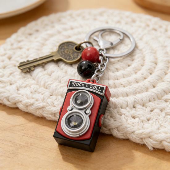 Брелок Легкий Портативный Светодиодный Звуковой Световой Дизайн Ретро Форма Камеры Брелок Сумка Рюкзак Брелок Подвеска Аксессуар