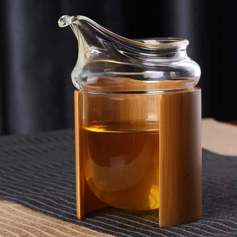 Аксессуары для чайного сервиза Kung Fu, стеклянный кувшин для чая, чашка Fair Cup с бамбуковой трубкой, термостойкий диспенсер для чая Chahai Teaware