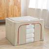 Large Capacity Foldable Storage Box, Cotton Linen Organizer with Steel Frame for Home Quilts and Clothes