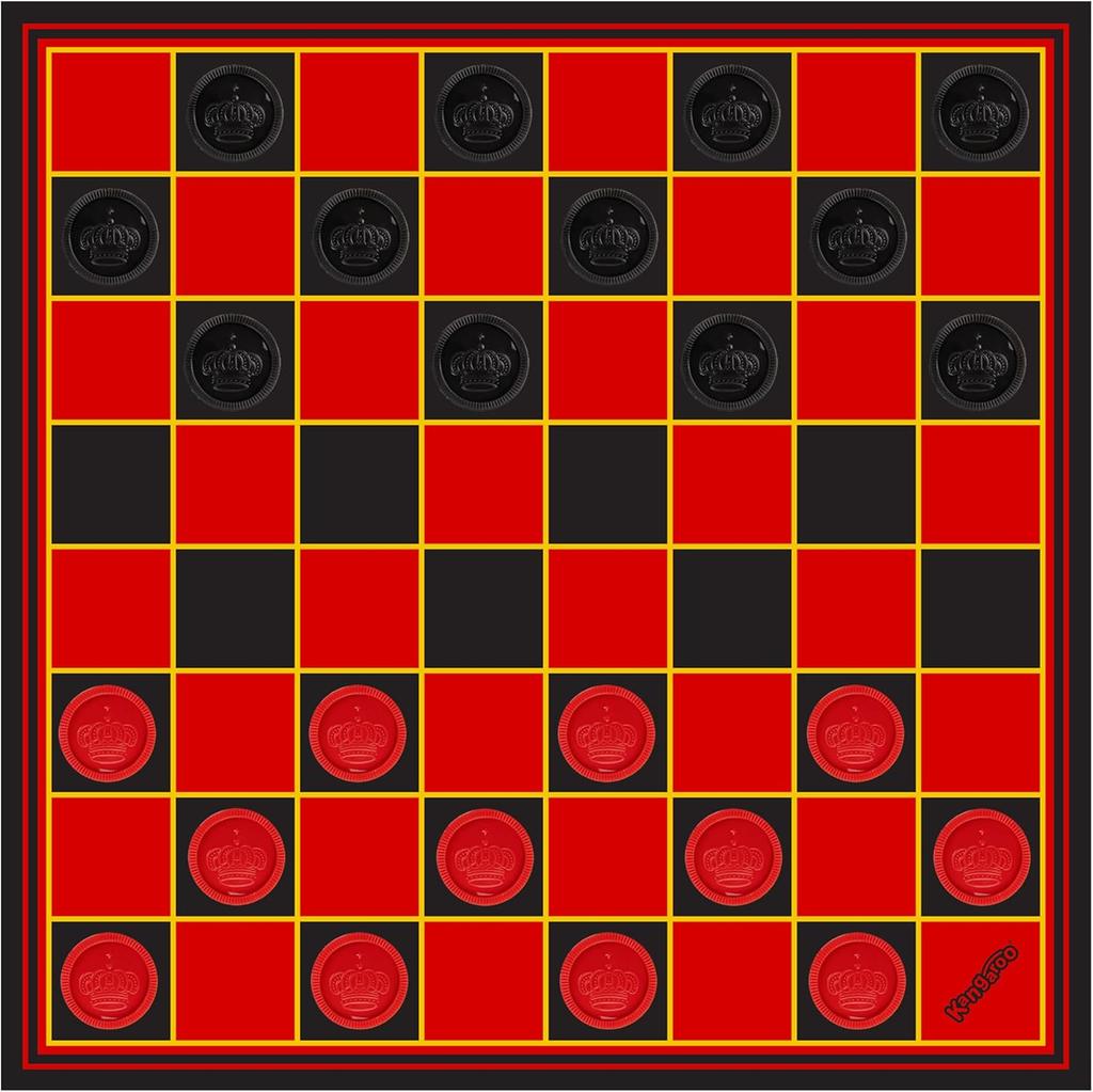 Портативная игра в шашки для детей и взрослых - доска 15x15 дюймов с 24 шашками (12 Красных, 12 Черных)