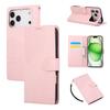 For iPhone 17 Pro Case Rose Flower PU Leather Wallet Phone Cover with 3 Card Slots/Wrist Strap