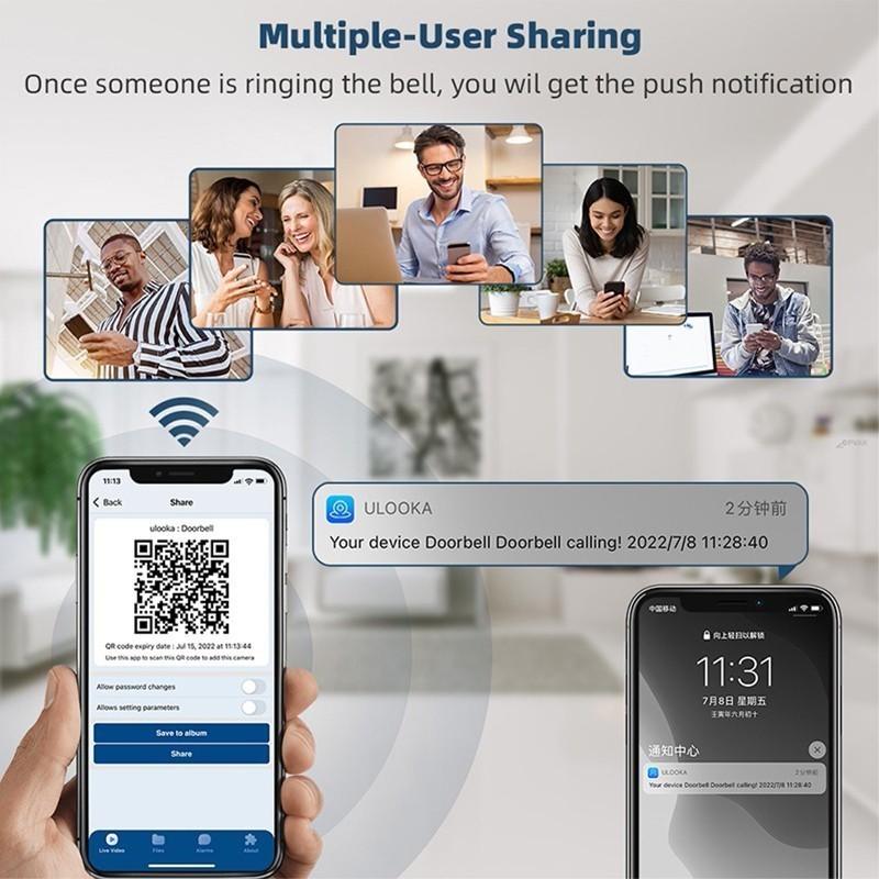 M8 Умный визуальный дверной звонок, двусторонний домофон, инфракрасная система ночного видения, удаленный мониторинг, система безопасности