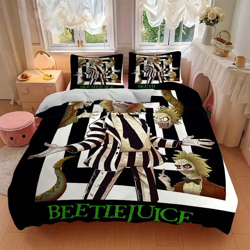 3pcs Beetlejuice Duvet Cover Set, 1 Duvet Cover + 2 Pillowcases (No Insert), High-Definition Print for All Seasons,Durable yy251103074