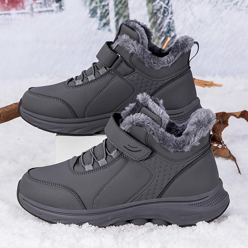 Warm Velvet Lined Non-Slip Winter High Top Walking Shoes for Elderly