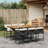 VidaXL Garden Dining Set Cushions 7pcs Black Wicker 3278042