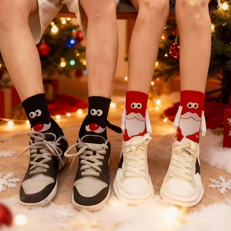 1 пара вязаных магнитных носков для держания за руки – Модные и забавные парные носки для рождественского подарка, Уникальный и креативный праздничный подарок