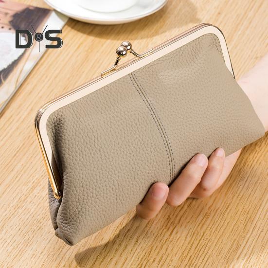 Женский клатч-кошелек, винтажный клатч с замком-поцелуем, дорожный кошелек из натуральной кожи с отделениями для нескольких карт, держатель для карт для свиданий, вечеринок, шопинга