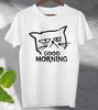 Unimpressed Cat Good Morning  T Shirt Funny Poster  Men's Ladies Top