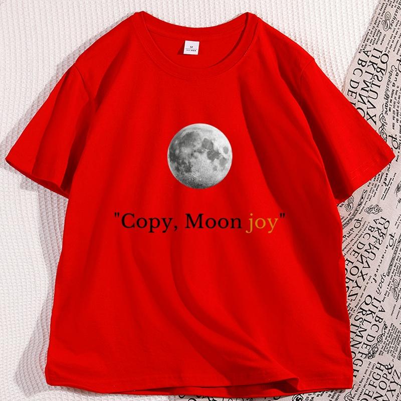 Copy Moon Joy Tshirt Space Lover Graphic Tee Trendy Cotton Short Sleeve Round Neck Printed Tshirt Unisex Unisex Clothes