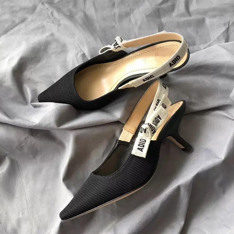 Женские вязаные полосатые сандалии D Brand на kitten heel с бантом