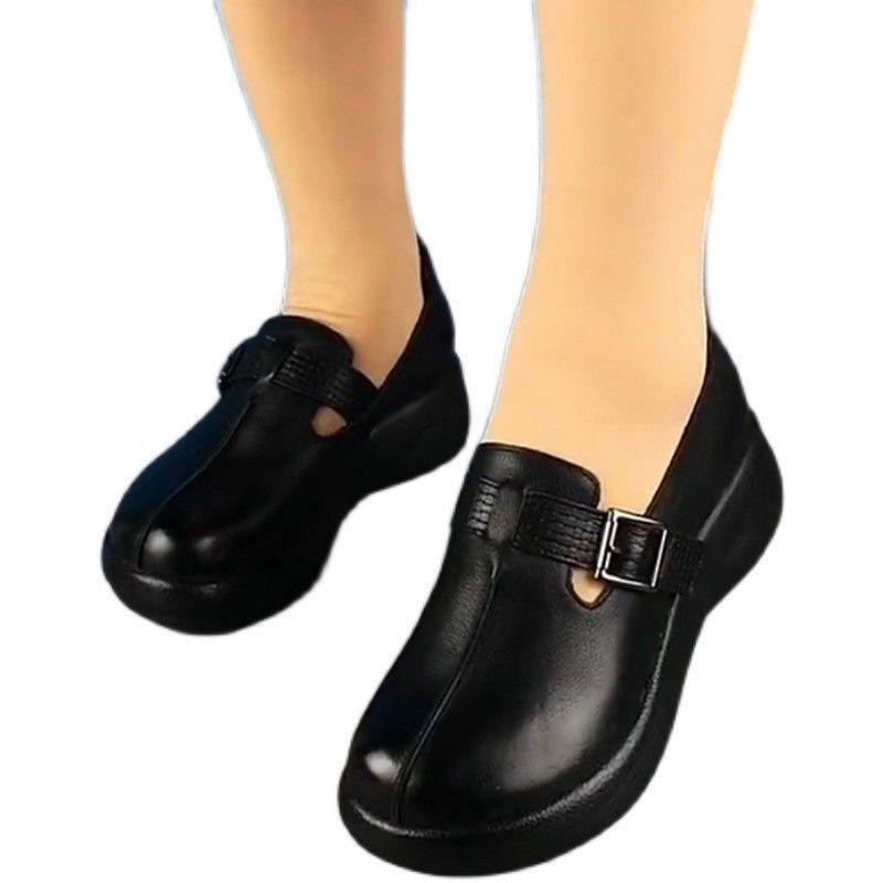 Women Retro Shoes Leather Platform Wedge Spring Women Plus Size Leisure Moccasins Sneakers Breathable Shoe