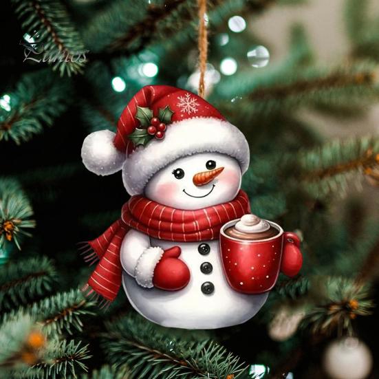 Подвеска в виде оленя Санта-Клауса, праздничная рождественская елка, подвесное украшение, акриловое мультяшное украшение в виде Санты для брелоков, сумок на окна