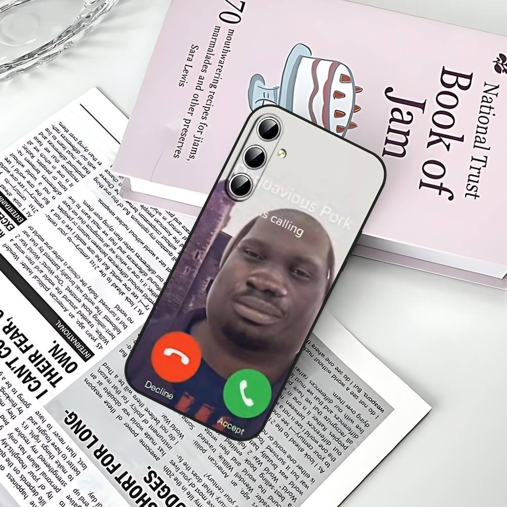 John Pork Звонит Чехол для телефона с функцией ответа на звонок Для Samsung Galaxy S21 S22 S23 S24ULTRA S25ULTRA FE Ultra Plus5G A52S S26 Мягкий чехол