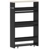 Wheeled Utility Cart, 3-Tier, 3 Shelves, Tabletop, Handle, 48 x 15 x 80 cm, Black