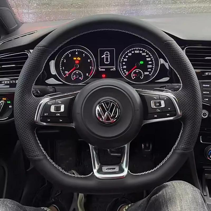 Оплетка на руль автомобиля из натуральной кожи для Volkswagen VW Golf R MK7 Golf 7 GTI VW Polo Scirocco 14-16 Сделай сам Автомобильный интерьер